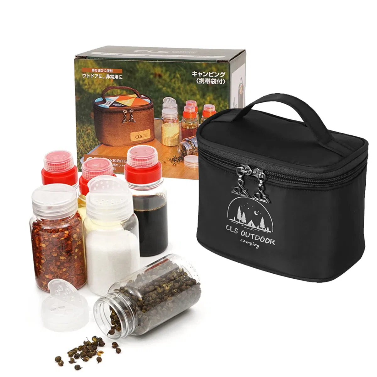 RoseFlower 6 pcs Portatile Bottiglia di Porta Condimento, Porta Sale Olio da Viaggioper Esterni Vaso di Spezie Condimento Trasparente e Bottiglia di aceto Contenitore per Picnic BBQ #Nero
