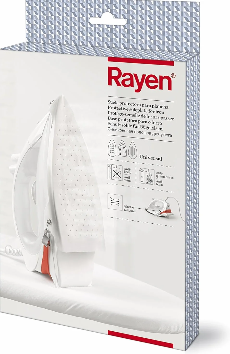 Rayen | Suola protettiva per stirare | Plank Sole | Protezione del tessuto | Miglioramento della circolazione del vapore | Supporto rinforzato | Vestibilità in silicone | Anti-ustione e anti-lucidità
