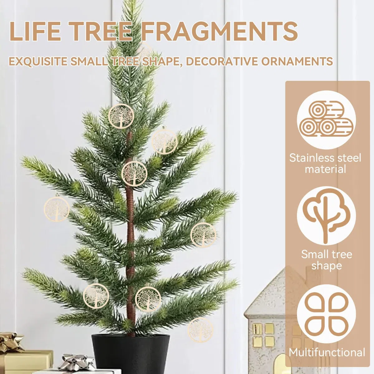 Albero Della Vita Legno, 48 pezzi Albero Decorativi Pendenti Legno Abbellimenti per Decorazioni Fai da Te Matrimonio Nozze Natale, Dimensioni 5 cm/2 pollici