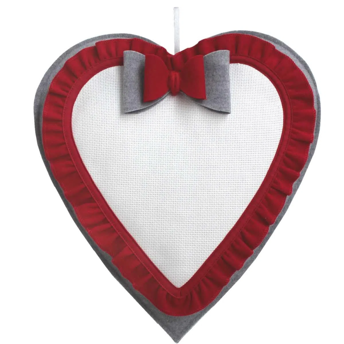 Fuori porta di Natale da ricamare a punto croce, Fuori porta a cuore con tela aida, Cuore in feltro con tela aida da ricamare a punto croce