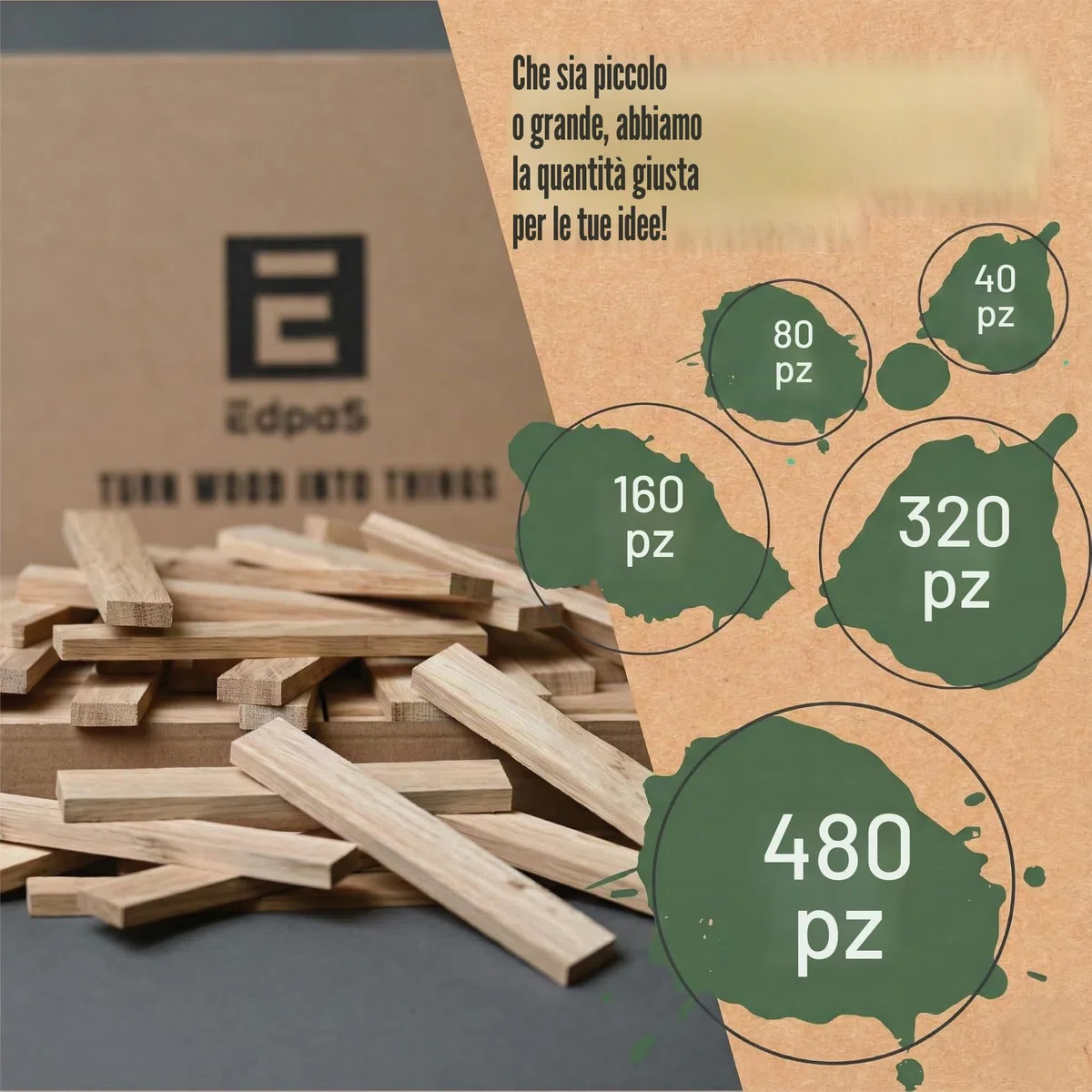 Blocchi di legno di quercia per lavori artigianali Confezione XL da 100 pezzi - bastoncini di legno per lavori artigianali Striscia di legno di quercia da 22 x 8 x 160 mm