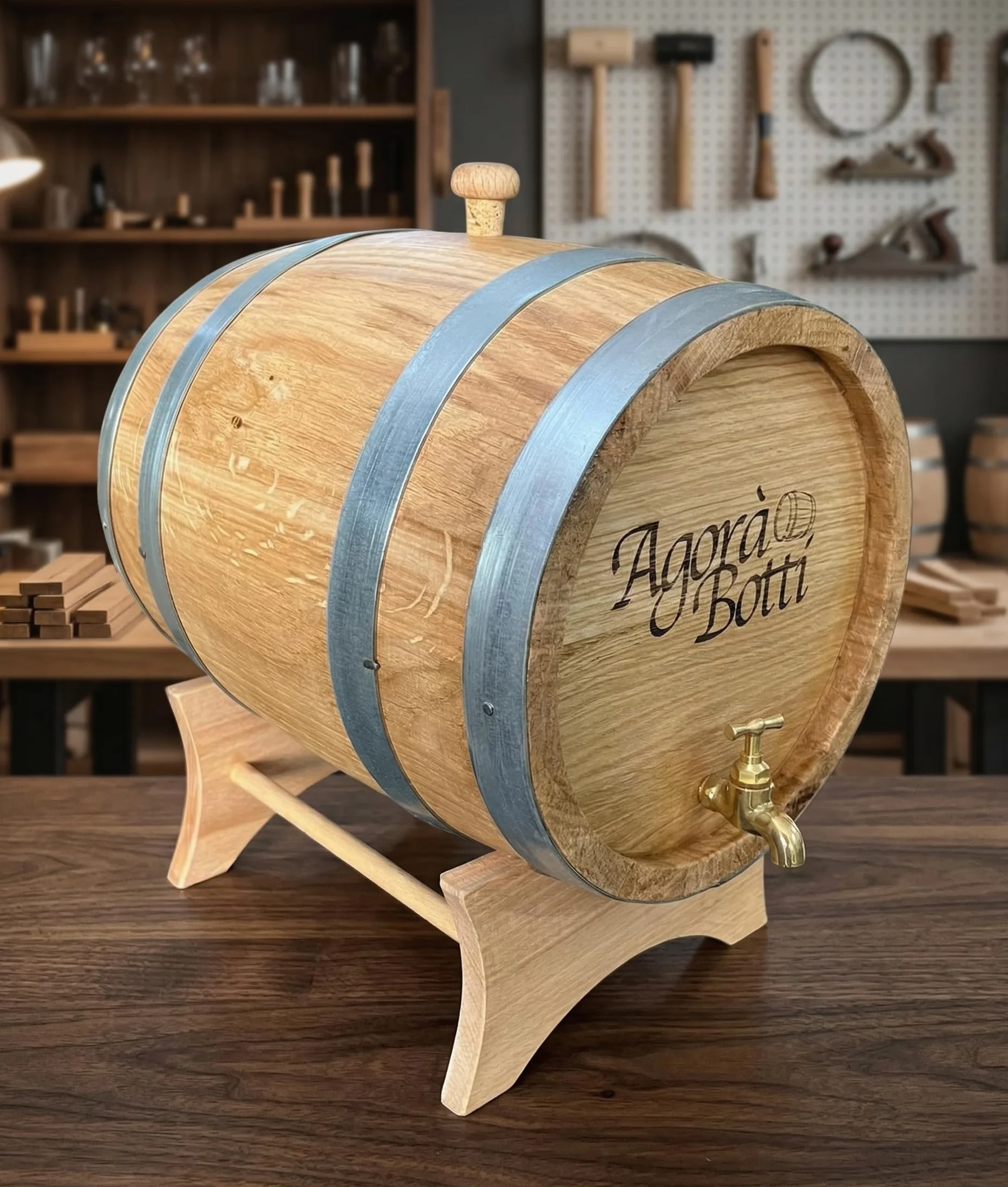 Botte di Rovere da 10 Litri con Rubinetto di Ottone - Nuova Produzione