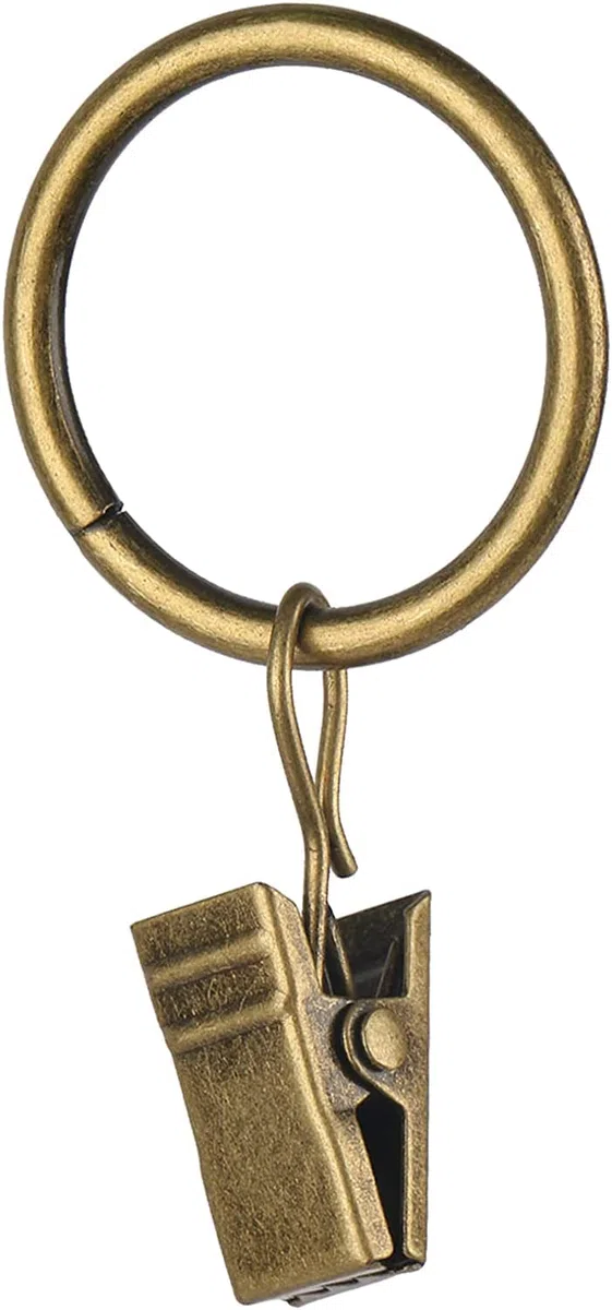 40 anelli per tende per bastone, in ottone anticato con clip, diametro interno per tende, ganci per bagno, soggiorno e camera degli ospiti (2,5 cm)