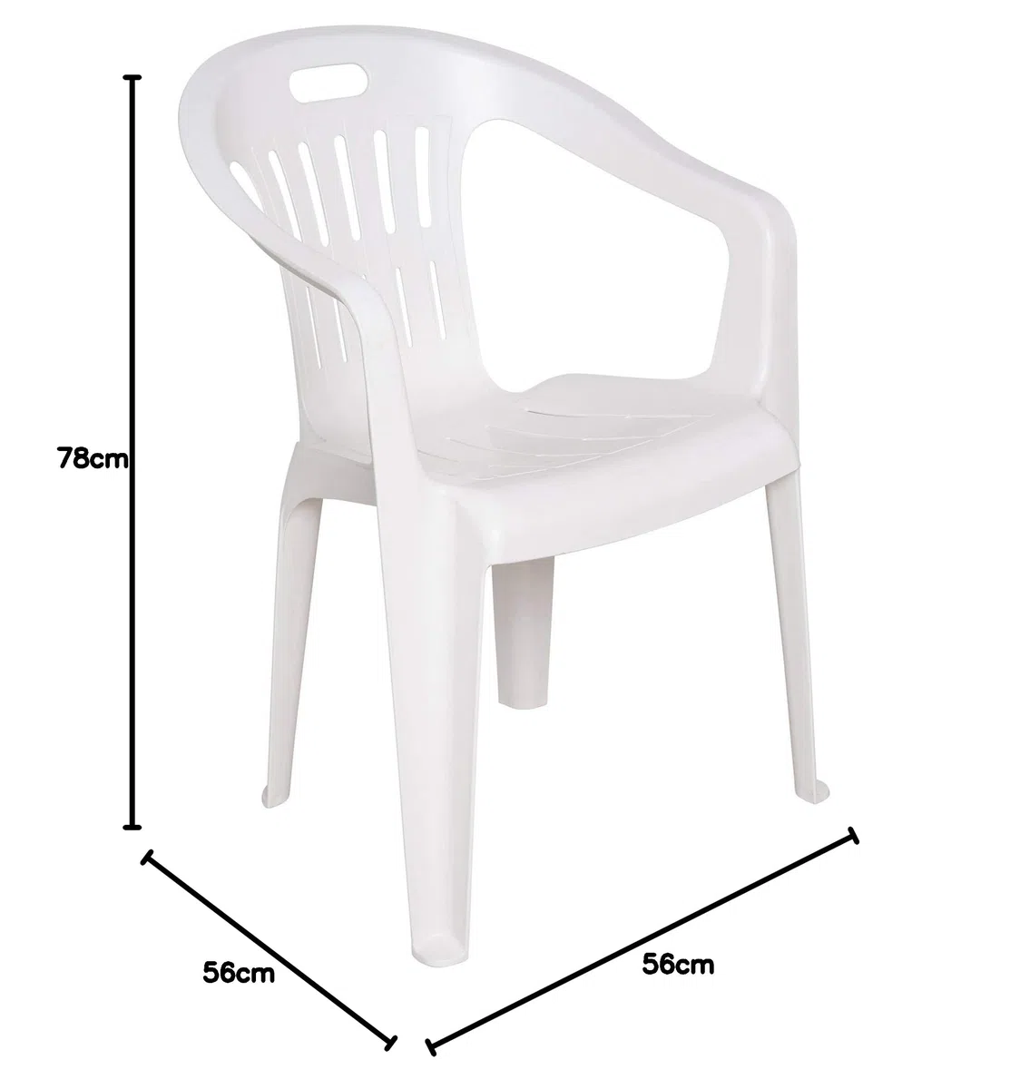 Dmora Set di 4 Sedie impilabili Schienale Basso con braccioli, Made in Italy, 56 x 55 x 78 cm, Color Bianco