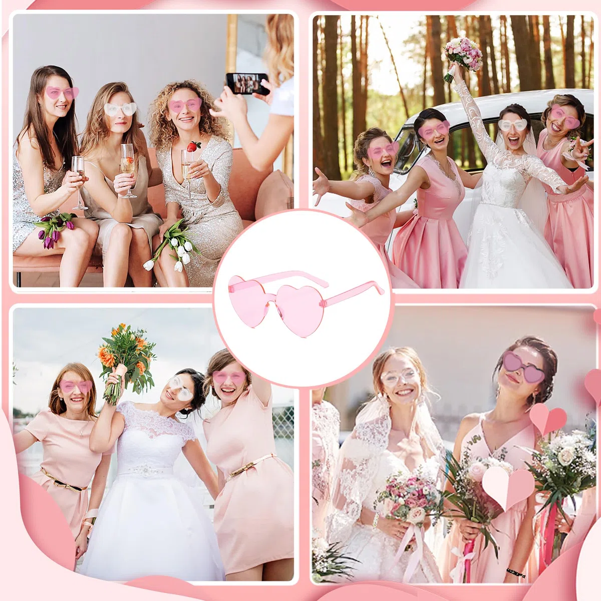 36 Pezzi Occhiali Team Bride Braccialetti Tatuaggi,Bride Occhiali a Forma di Cuore,Occhiali da Sposa Cuore,Occhiali per Addio al Nubilato,Bride to be Gadget,Team Bride Occhiali a Forma di Cuore