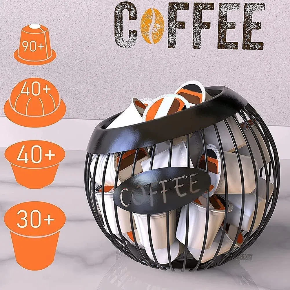Tazza K di Grande Capacità e Organizer per Cialde Caffè Espresso, Cestello Porta Capsule Caffè nel Metallo