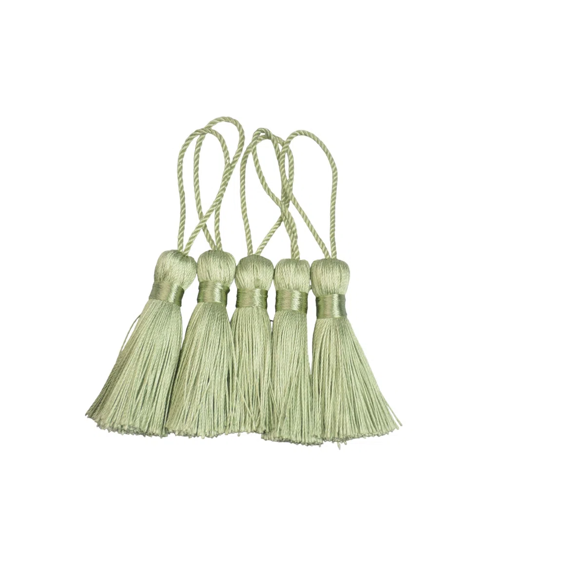 Makhry - 20 pezzi di nappe fatte a mano setose mini artigianato con cavo da 2 pollici, fiocco e piccolo nodo cinese per orecchini, segnalibri, accessori per lavori fai da te (Verde erba)