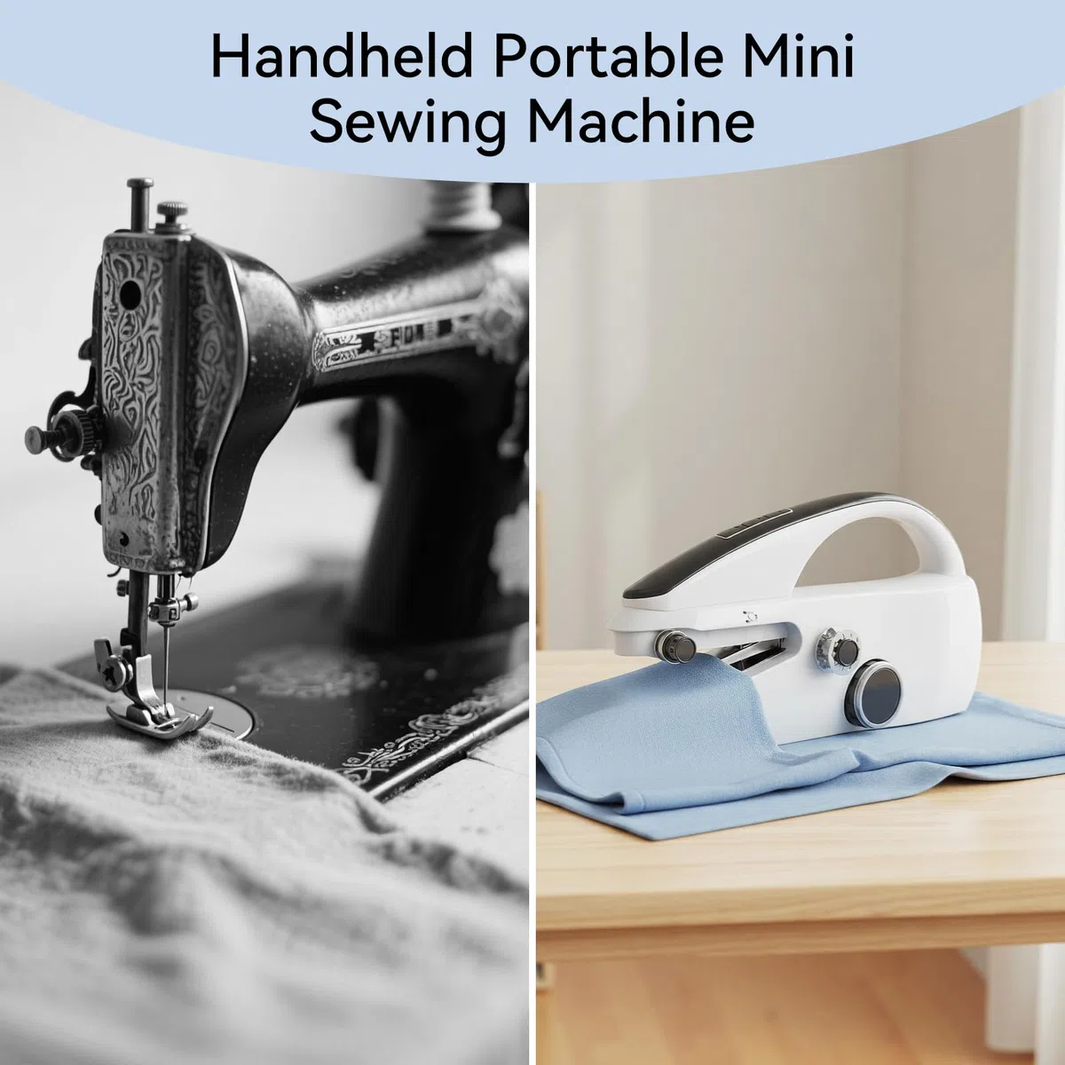 Macchina da Cucire Portatile, Qoosea Mini Macchina da Cucire Elettronica a 2 Velocità per Principianti, Cucitrice Portatile per Tessuti, Abbigliamento, DIY, Sewing Machine per Casa e Viaggi