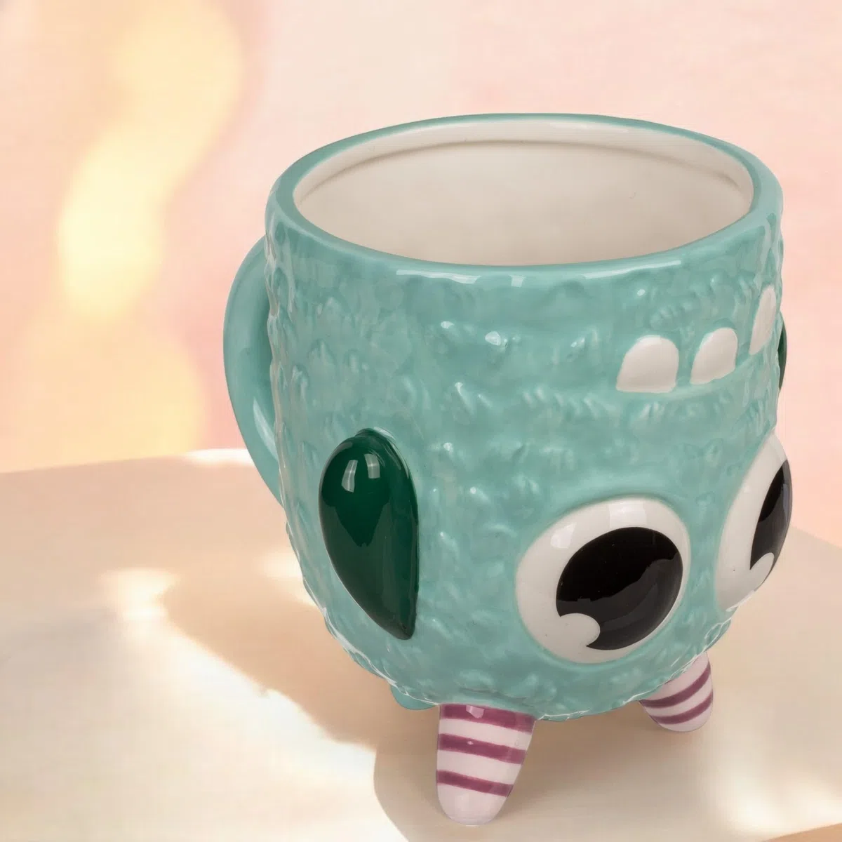 Tazza da caffè con manico, tazza da tè – Upside-Down Mug – Tazza rovesciata in ceramica, ca. 400 ml (Monster Blu)
