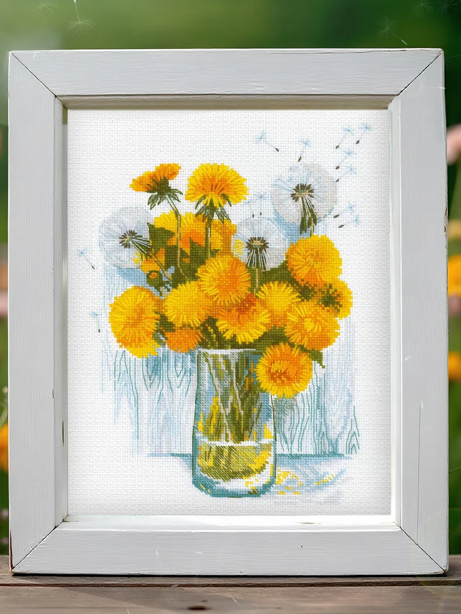 RIOLIS - Soffioni al sole 2229, Punto croce 24x30, Punto croce kit da ricamare, Disegni da ricamare, Embroidery kit, Kit ricamo punto croce