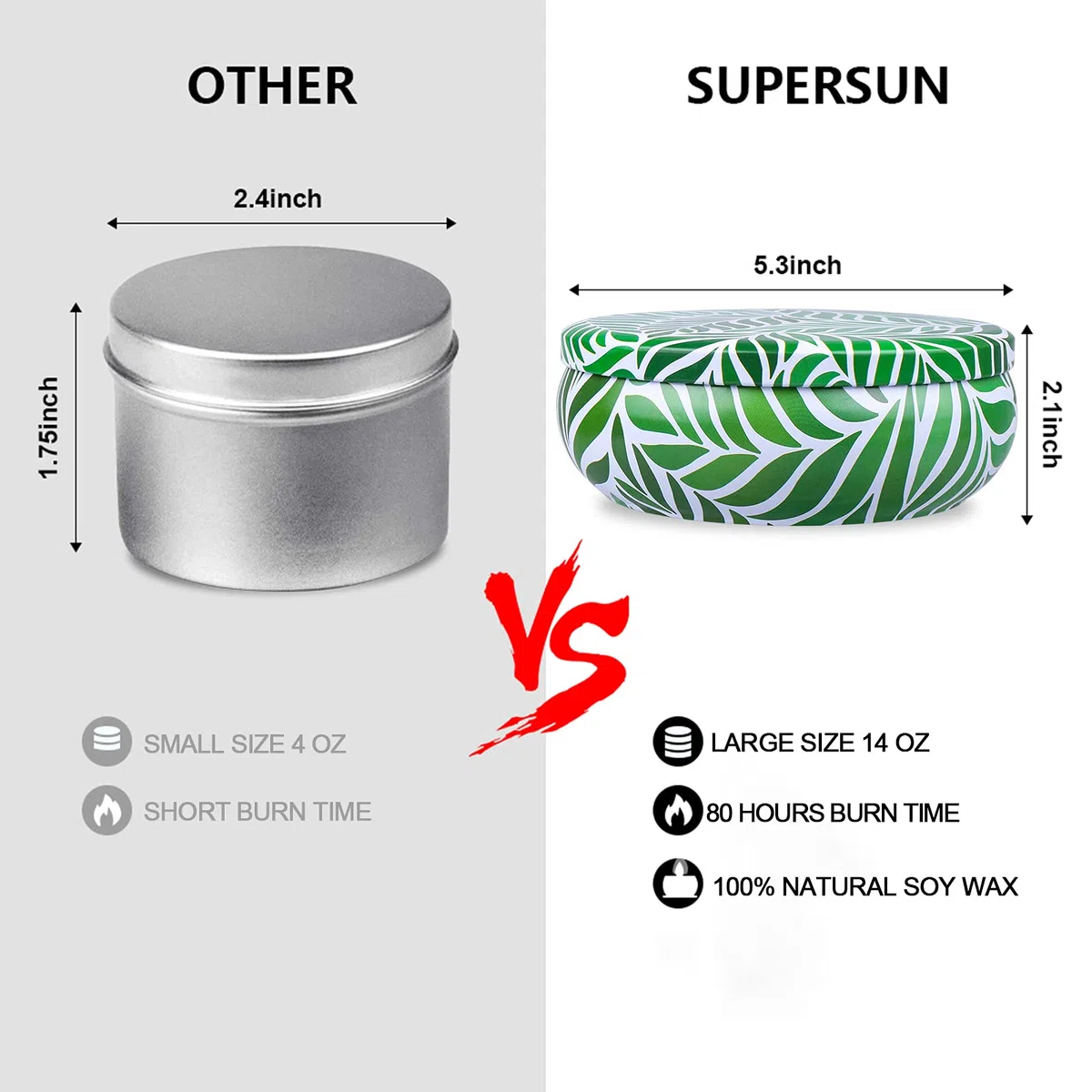 Supersun - Candele alla citronella, 3 candele profumate grandi da 396,9 g, senza fumo, durata 80 ore, per giardino, barbecue, campeggio, patio, esterni, interni, 100% cera di soia naturale