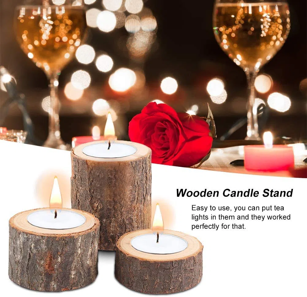 Yikko Portacandele in legno personalizzato, portacandele votivo in legno per centrotavola per matrimoni, feste di compleanno, San Valentino, decorazione per la casa, set da 6