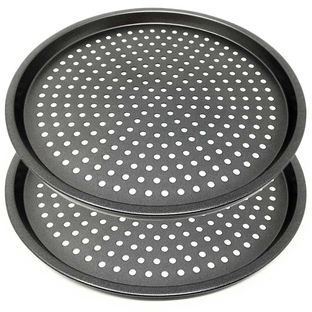 LS Kitchen - 2x Teglie per Pizza - Teglia per Pizza - Teglia Forno Rotonda - Set 2 Teglie Antiaderenti da Forno - Teglia Rotonda - Acciaio al Carbonio - 29 cm