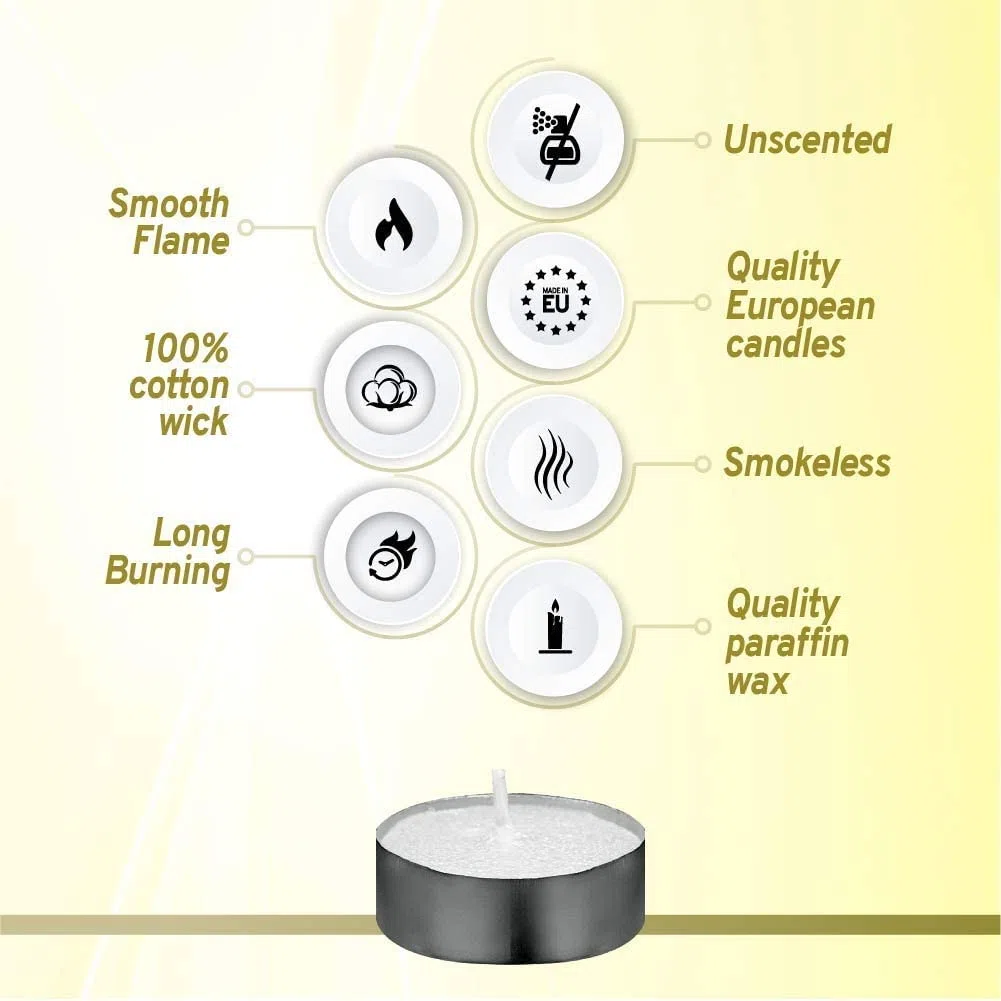 Bolsius Candeline per interni ed esterni, durata: 4 ore, 16 x 38 mm, 100 pz., colore: Bianco