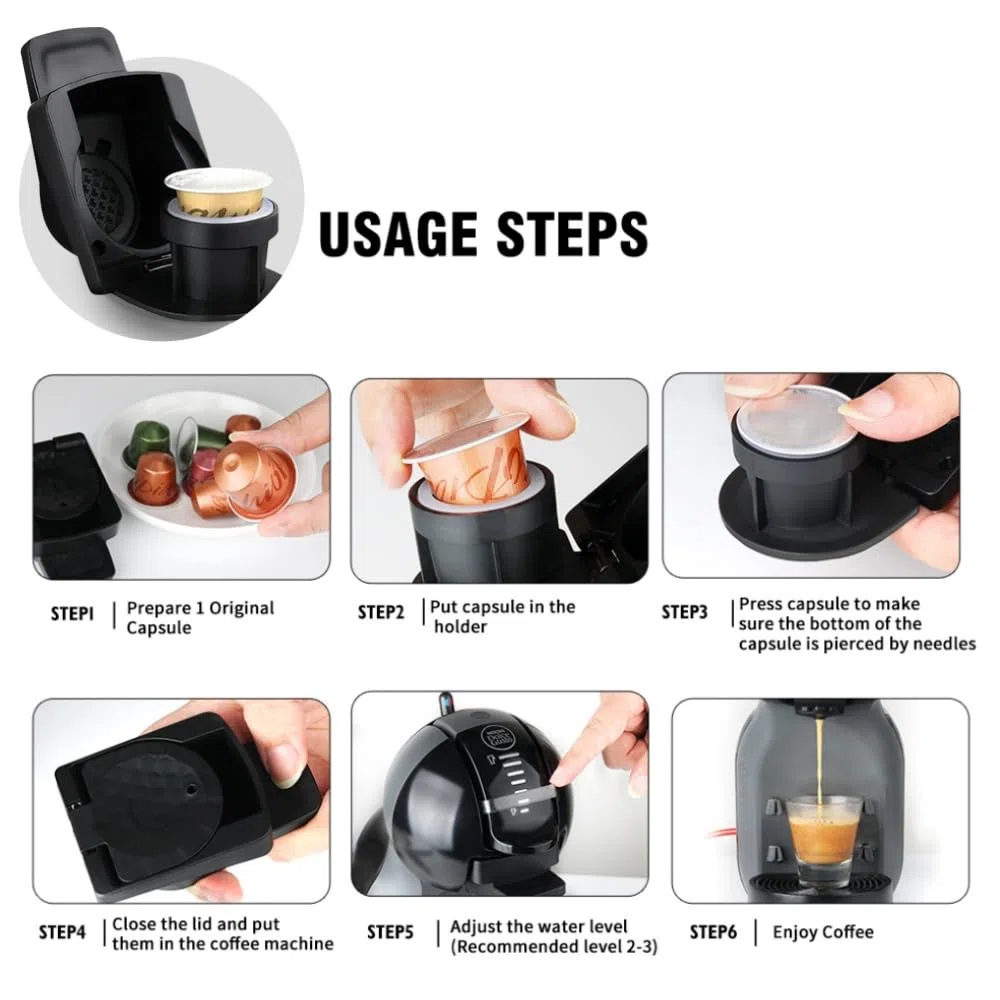 Adattatore per Cialde BENFUCHEN Compatibile con Genio 2 & EDG250 Convertitore per cialde Nespresso OriginalLine - Accessorio per macchine da caffè DolceGusto CIRCOLO