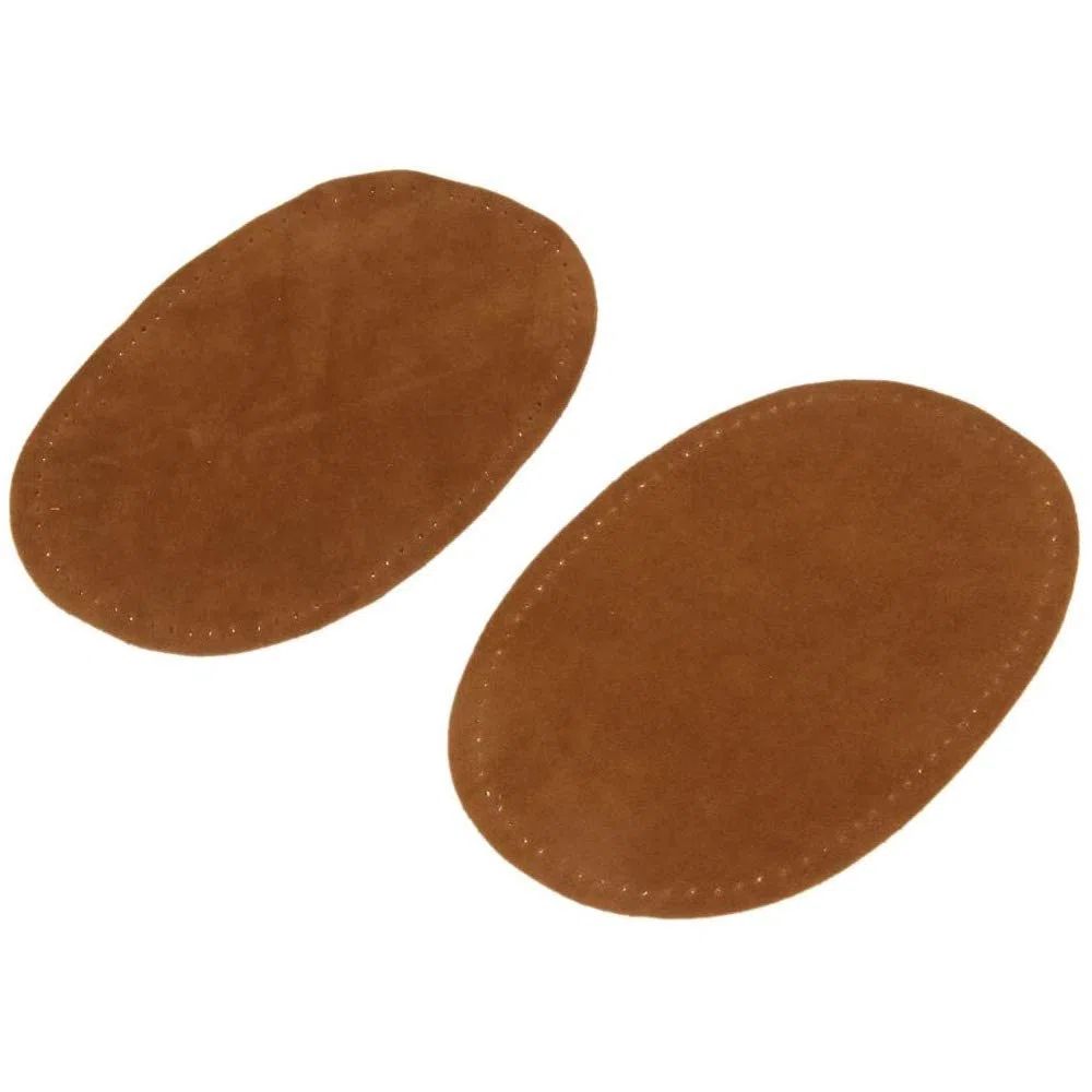 POFET 3 paia di ginocchiere ovali da cucire in camoscio per la riparazione di maglioni, colore: marrone/azzurro