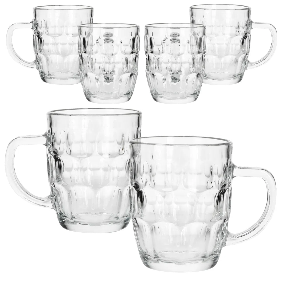 MamboCat Set di 6 boccali da birra Dublino I 400 ml Altezza 12 cm I per 6 persone I Boccale da birra in vetro con rilievo e manico I Bicchieri da birra trasparenti 0,4 l I Boccale da birra per feste