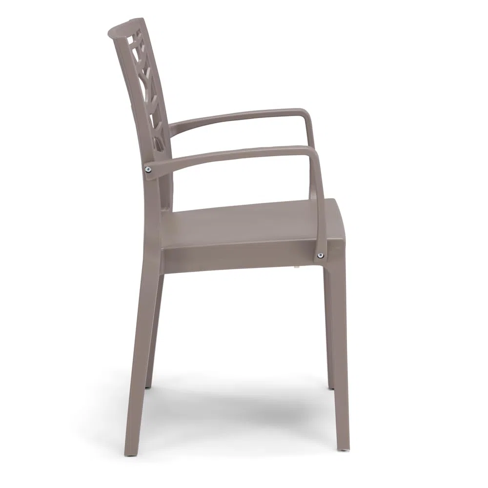 REDÒKASA Sedia con braccioli in polipropilene TETI, con e senza braccioli, impilabile, resistente ai raggi UV, design moderno, ideale per ambienti interni ed esterni (1, Tortora - Con Braccioli)