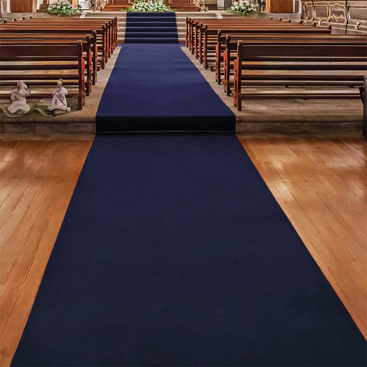 Passatoia Evento al Metro - Passerella Anti-Scivolo | Tappeto per Matrimonio, Cerimonia, Sfilata | 18 Colori, 2 Larghezze, fino a 50 m di Lunghezza |200x300 cm - Blu scuro