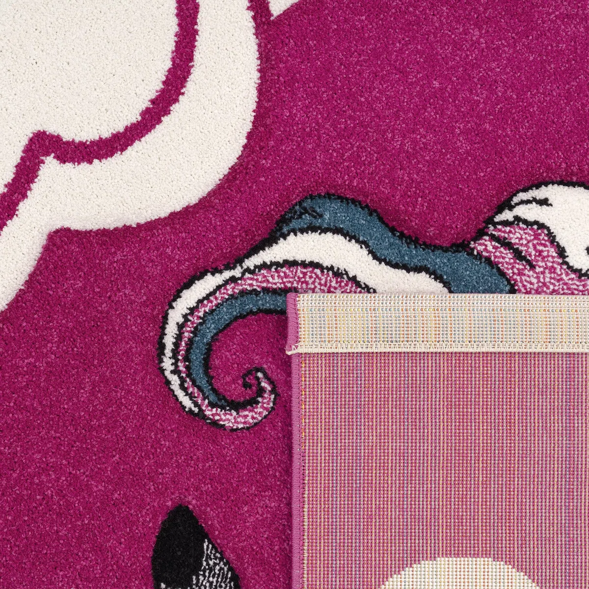 Paco Home Tappeto Per Cameretta Il Piccolo Unicorno Alato Nei Colori Fuchsia Bianco Turchese, Dimensione:80x150 cm