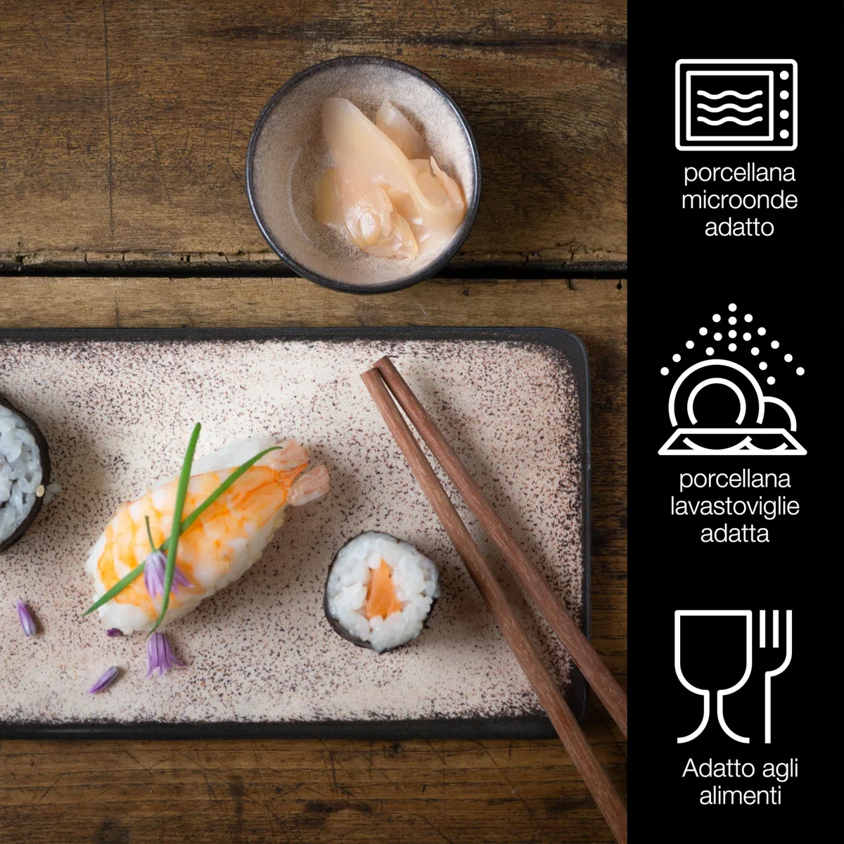 Moritz & Moritz Set di stoviglie da sushi per 2 persone - 10 pezzi - Servizio da sushi con 2x piatti da sushi, ciotole per salse e bacchette