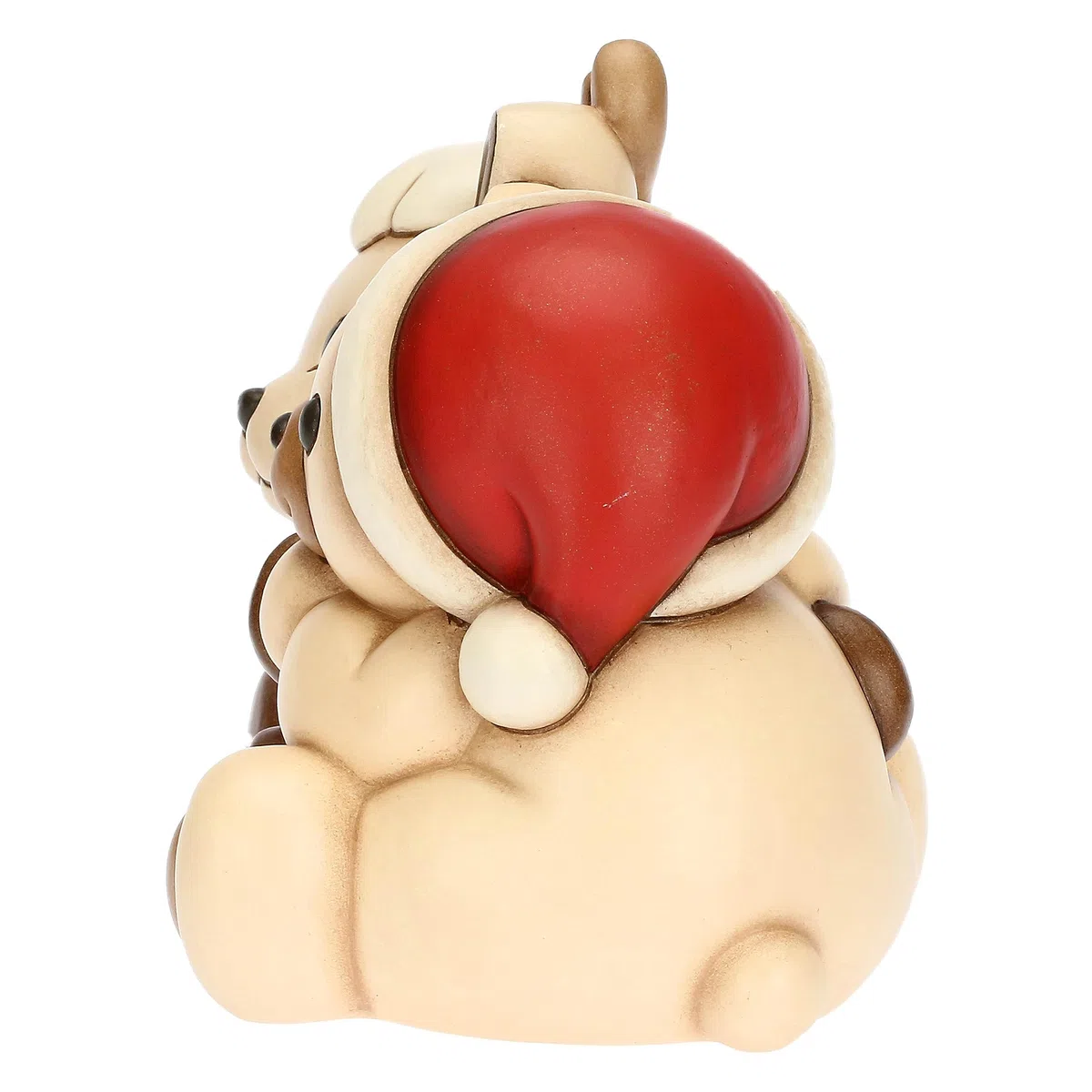 THUN, Coppia Teddy e Renna Robin Abbracciati in Ceramica Decorata a Mano, Addobbo Natalizio, Idea Regalo, 15x11.3x14 cm h