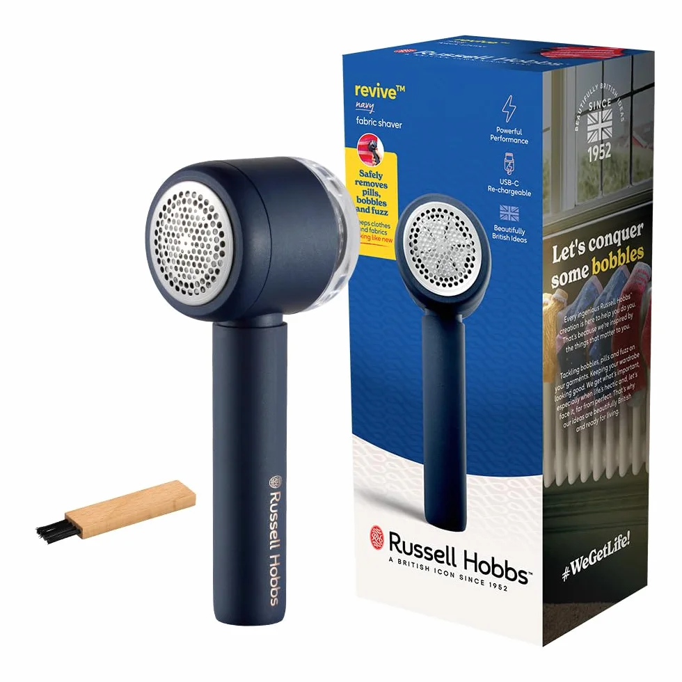 Russell Hobbs Levapelucchi Ricaricabile e Portatile – [Compatto, Leggero] Rimuovi pelucchi e pallini da vestiti|autonomia 90 minuti|Cavo USB-C incluso|Serbatoio magnetico|Spazzola inclusa 27660-56