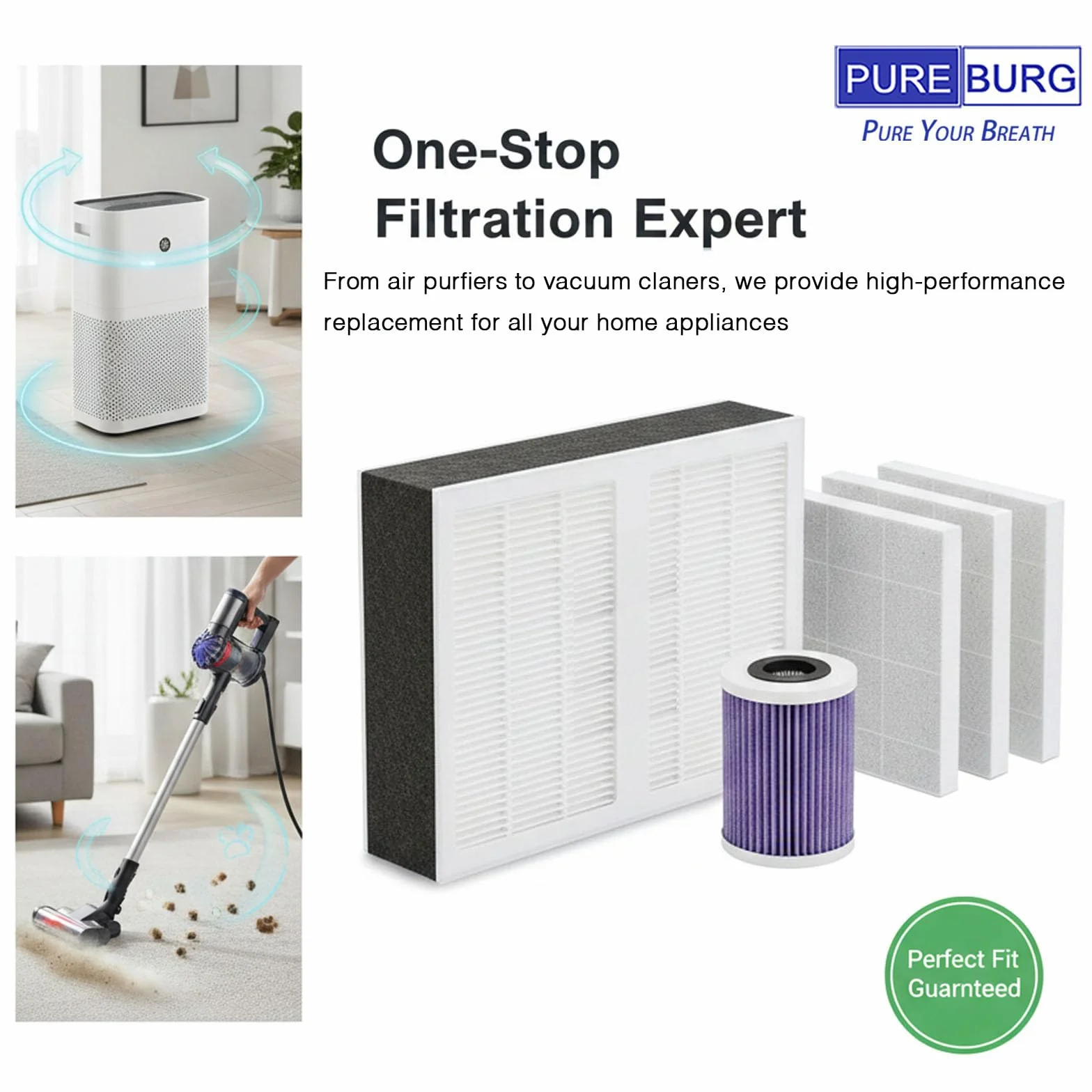 PUREBURG FY3200/30 Filtro di ricambio compatibile con purificatori d'aria Philips Serie 3200 AC3210 AC3220 e AC3221, confezione da 1 (2 pezzi) H13 HEPA a carboni attivi