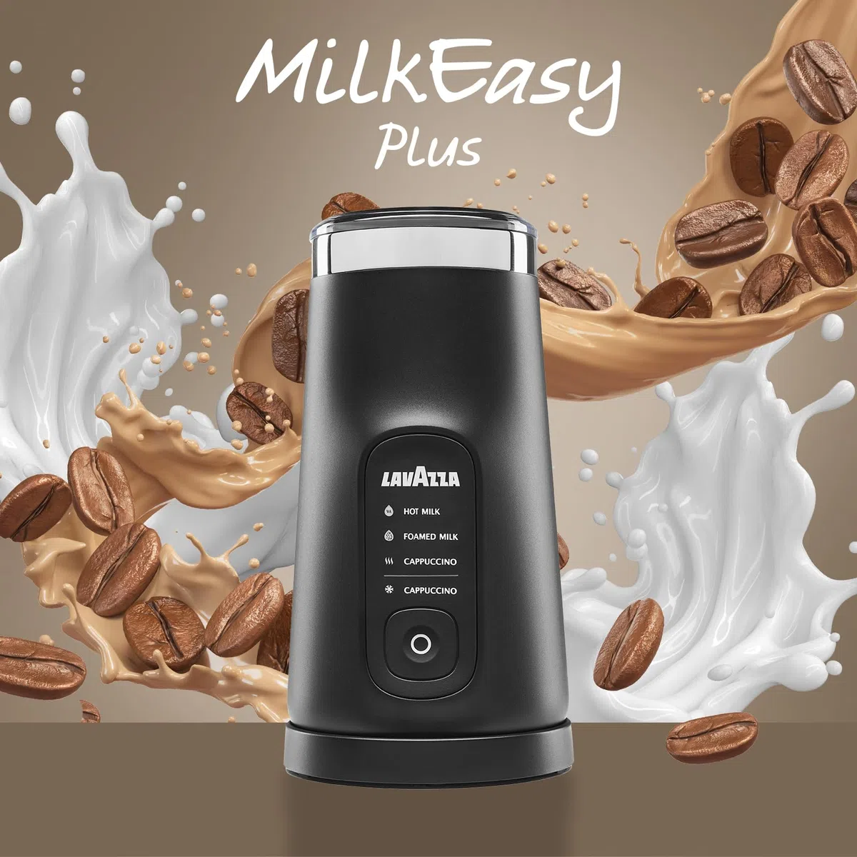 Lavazza, MilkEasy Plus Montalatte Elettrico, con Design Elegante ed Ergonomico, Pulsante Multifunzione, Frusta Magnetica e Coperchio Trasparente