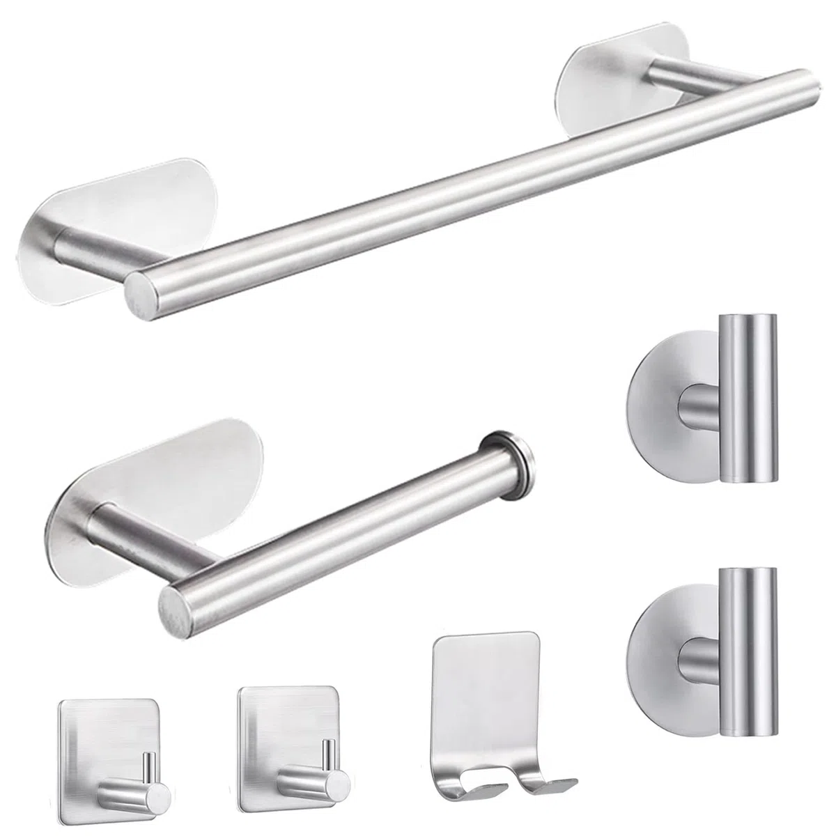 Porta Asciugamani Bagno, 7 Pezzi Adesivo, Set Appendi Asciugamani in Acciaio Inox