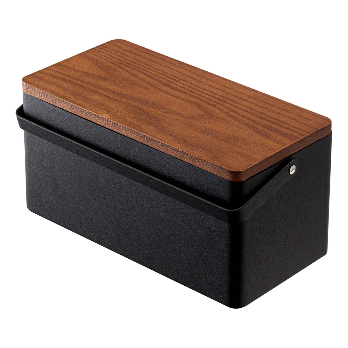 YAMAZAKI 5061 TOWER Sewing Box, black, Steel/Wood/ABS Resin/Cotton/Polyester, 27 x 14 x 13.5 cm
