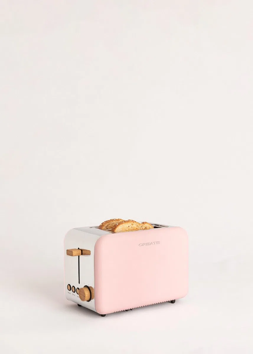 CREATE/PACK TOAST RETRO + KETTLE RETRO/Tostapane e bollitore per acqua rosa / 3 programmate di tostatura, 1,7 l…