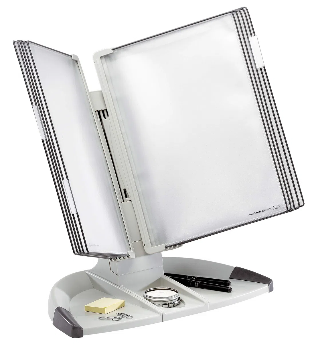 Leggio A4 da tavolo grigio con 10 buste T-Office