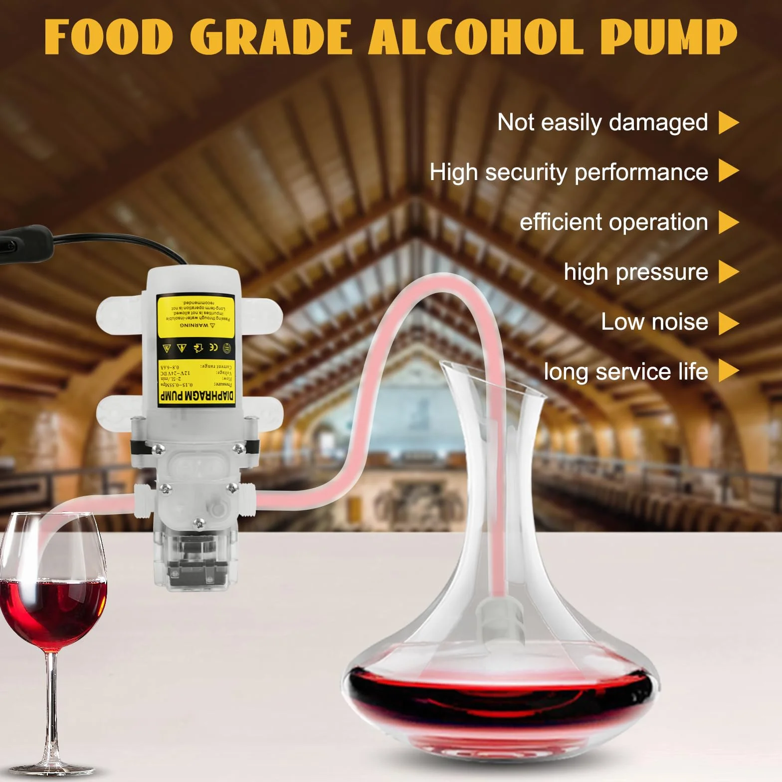 Pompa Travaso Vino Elettrica,Pompa per Birra Fatta in Casa,Pompa for Liquidi A Membrana for Uso Alimentare,velocità Regolabile con 2 Filtri per Il Pompaggio di Acqua, Vino e Bevande