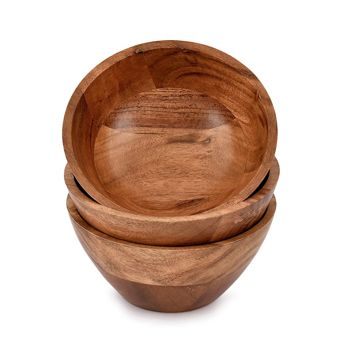 Acacia - Set di 3 ciotole in legno per piatti da cucina per intrattenimento, piccole ciotole da snack, da cucina, da servire in legno (15,24 cm x 15,24 cm x 6,98 cm)