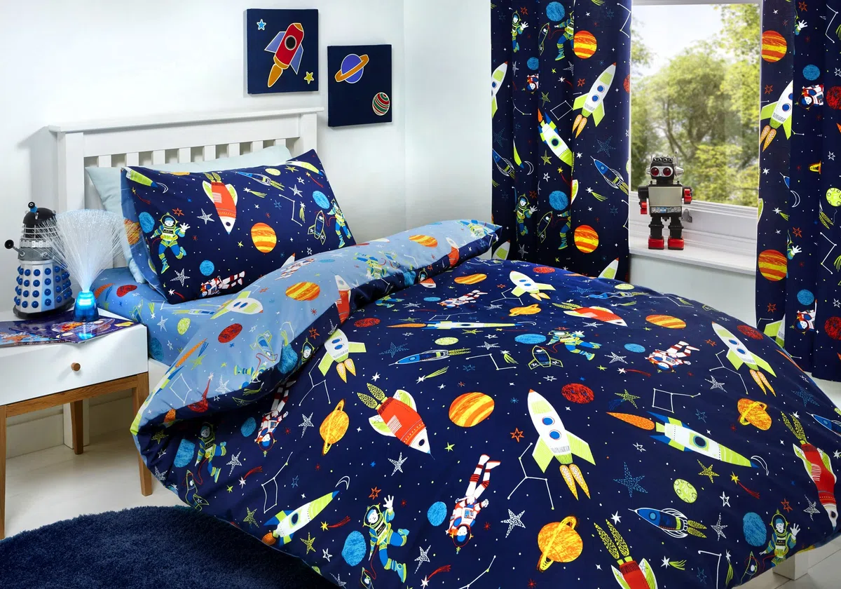 Bedlam, 52% poliestere,48% cotone Set copripiumino, blu