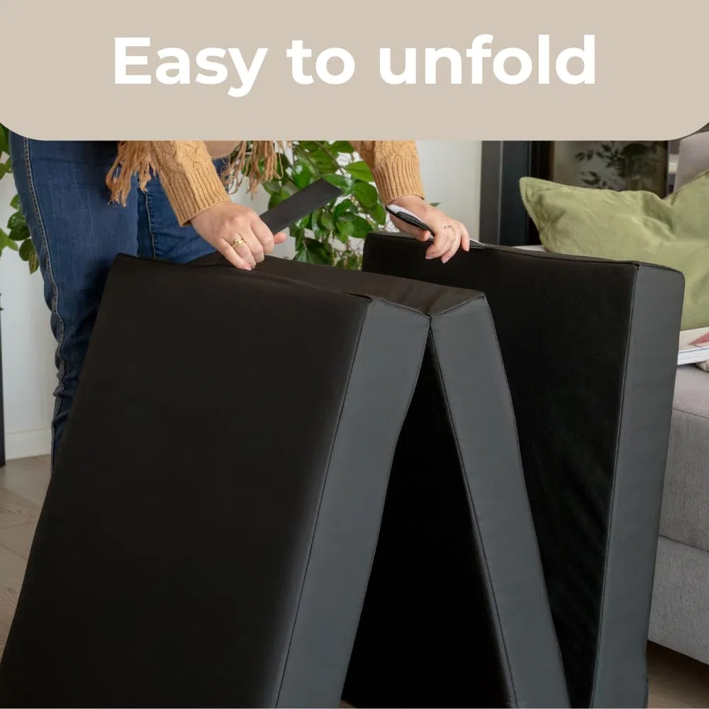 Materasso pieghevole in 3 pezzi, 200 x 60 x 10 cm, impermeabile, pieghevole, materasso per ospiti, materasso pieghevole, materasso da campeggio (nero)