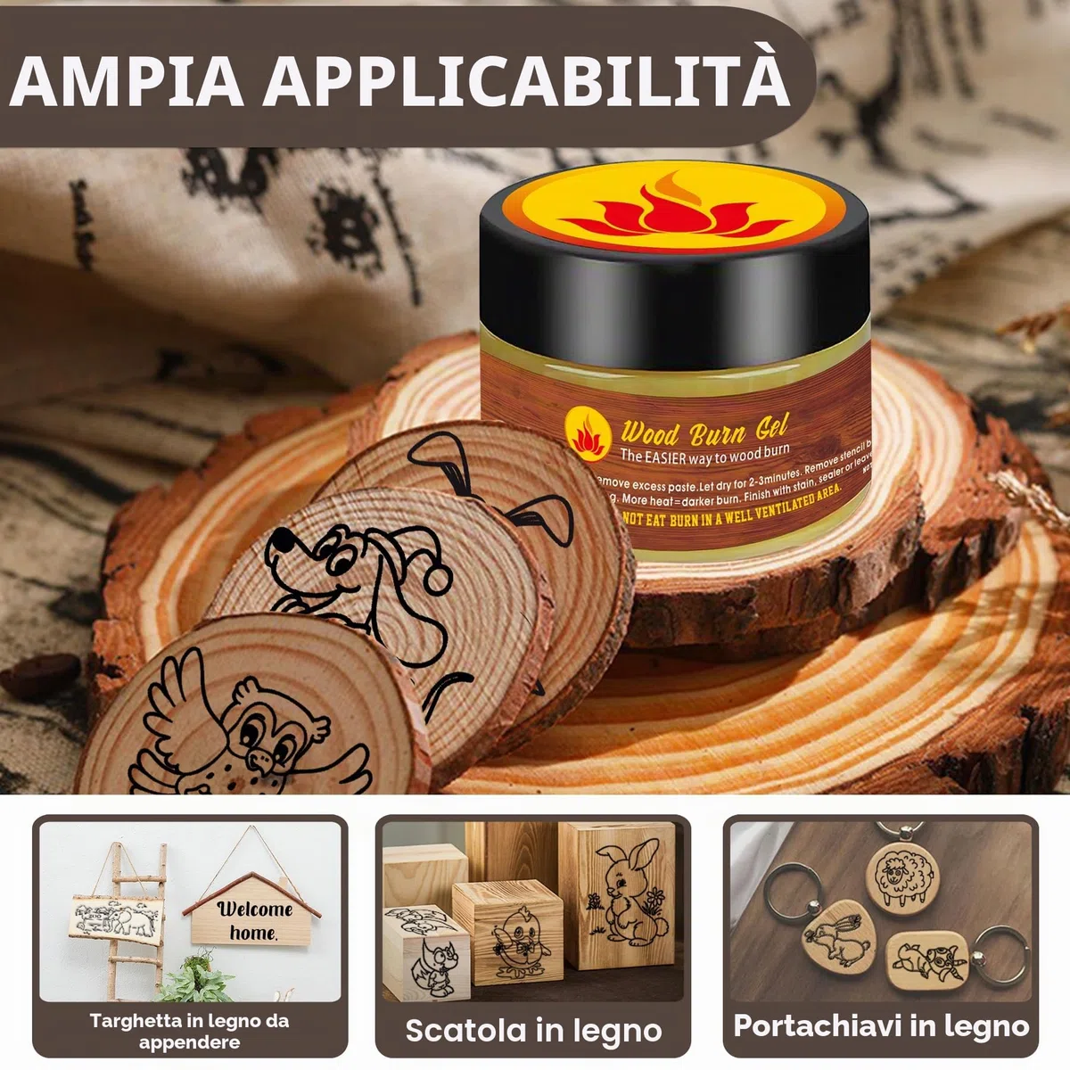 Pasta bruciante per legno, 113,4 g, gel per bruciare il legno con spatola in silicone, per artigianato, disegno e arti fai da te, crea belle opere d'arte in pochi minuti, personalizza il tuo mestiere
