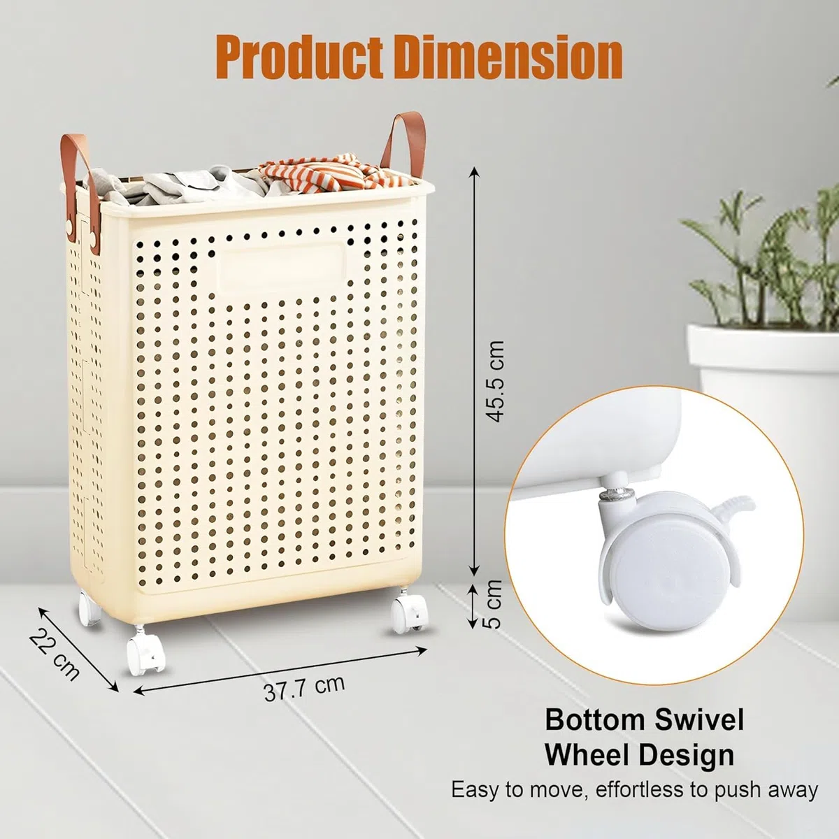 55L Foldable Laundry Basket with Wheels - Slim Rolling Laundry Hampers for Dorm, Apartments - Portable Clothes Organizer Storage Basket with Handles - Collapsible Storage Bins for Clothes, Toys