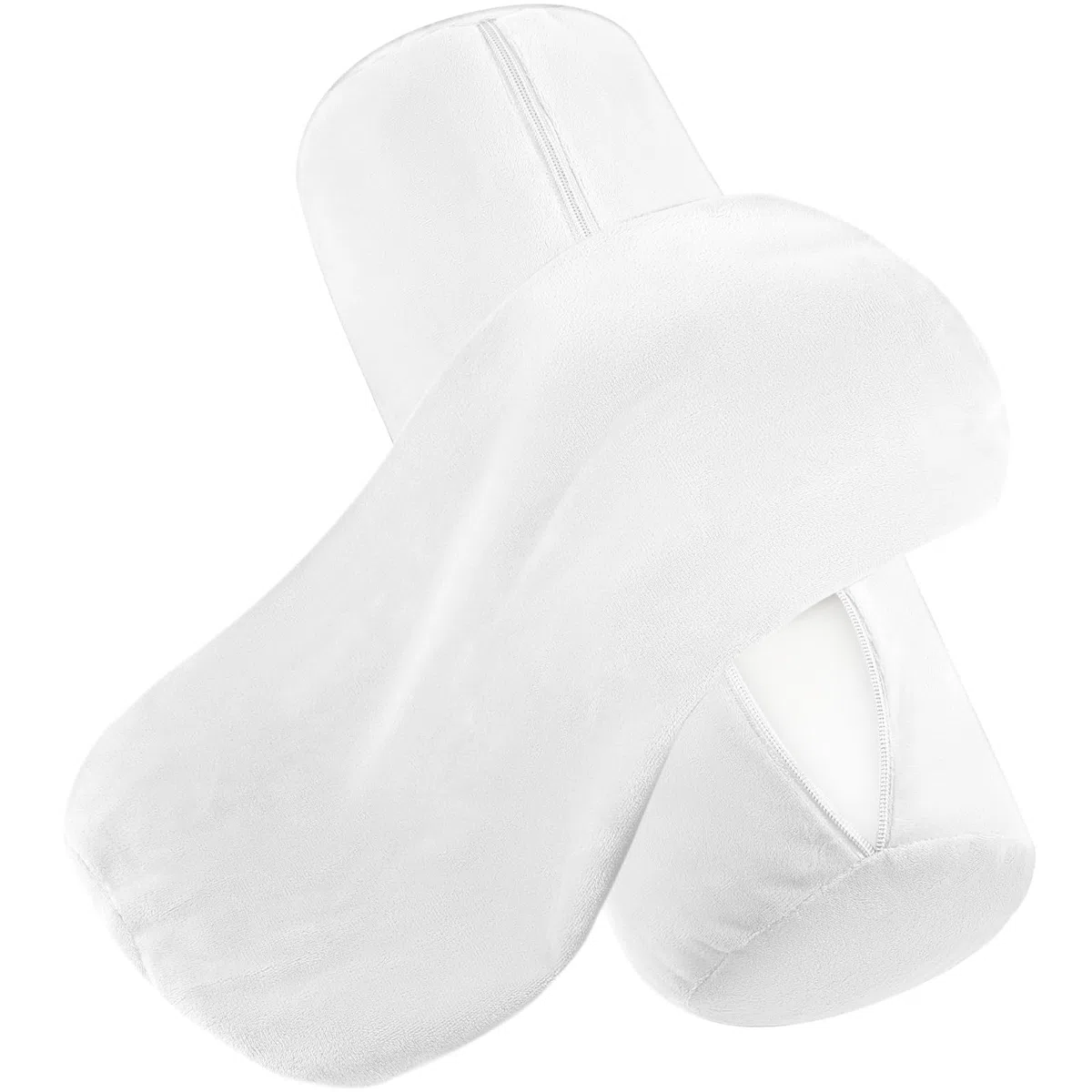 Prasacco 2 Federe per Cuscino Rotondo Con Cerniera, Morbide, per Cuscino Cervicale e Cilindrico (Bianco, 40,6 x 15,2 cm)