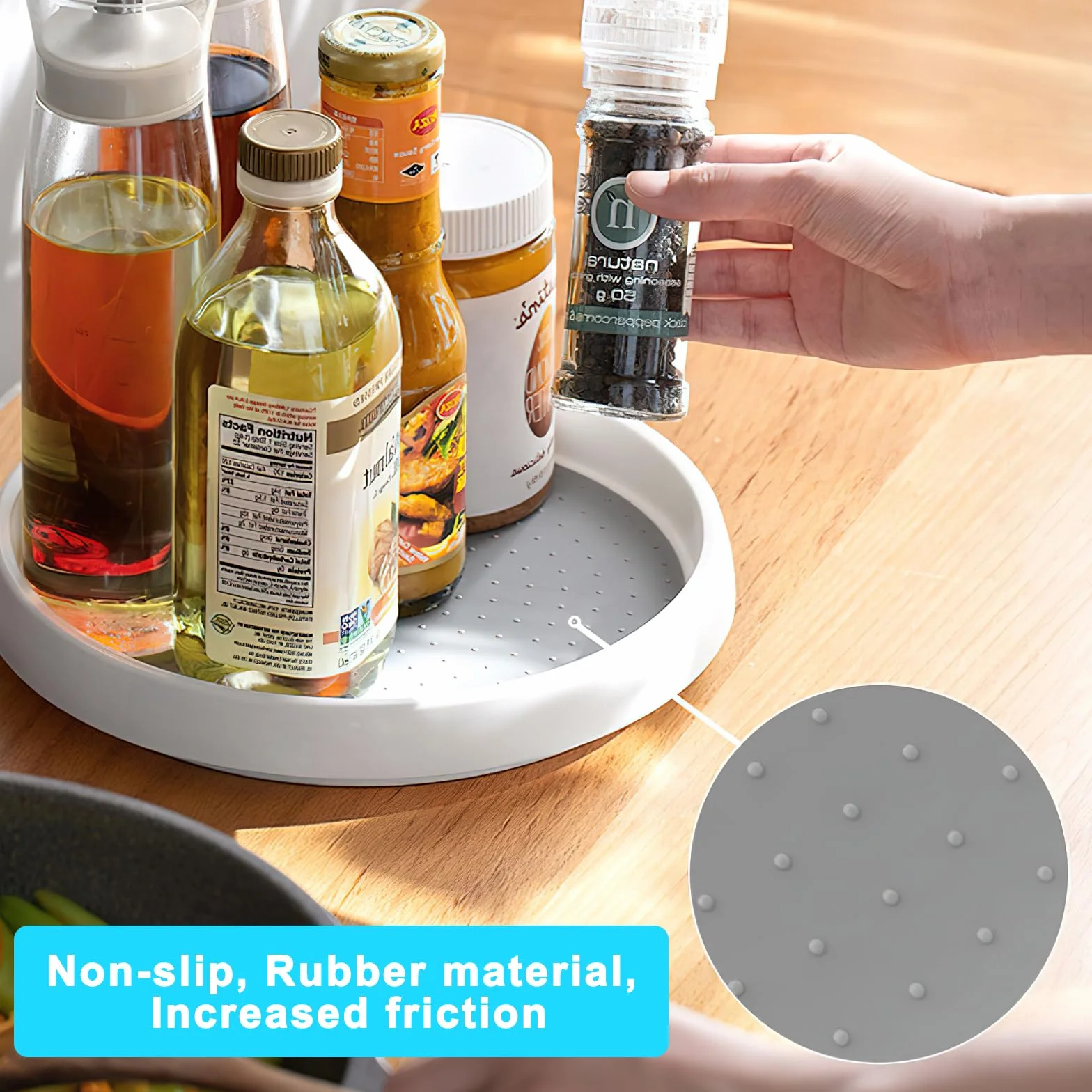 Lazy Susan - Set di 2 Piatti Girevoli per Frigorifero e Cucina, Robusti e Antiscivolo, per Bagno, Comò (25 e 30 cm)