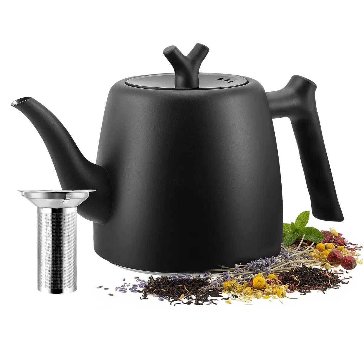 Teiera con Infusore 2 Litri, Teiera Termica, 10-12 Tazze, Teiera in Acciaio Inossidabile a Doppia Parete per Tè Sfuso, Zenzero e Miscele di Erbe