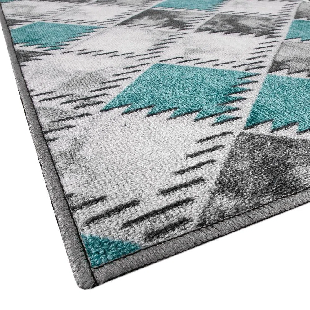 emmevi Tappeto Cucina Bordato Antiscivolo Assorbente Passatoia Colori Accesi Patchwork 57x190 Cm Azzurro