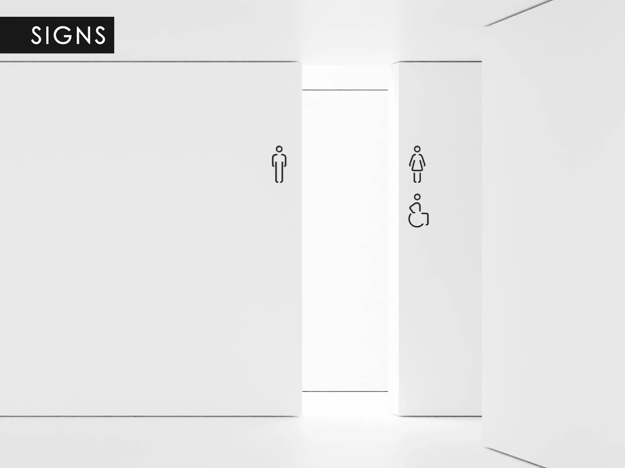 Signs – Pittogrammi a rilievo, sottili, adesivi. Simboli bagno Uomo Donna Disabile (15 cm) – Cartelli servizi igienici SA151 (1 Uomo + 1 Donna + 1 Disabile, Nero)