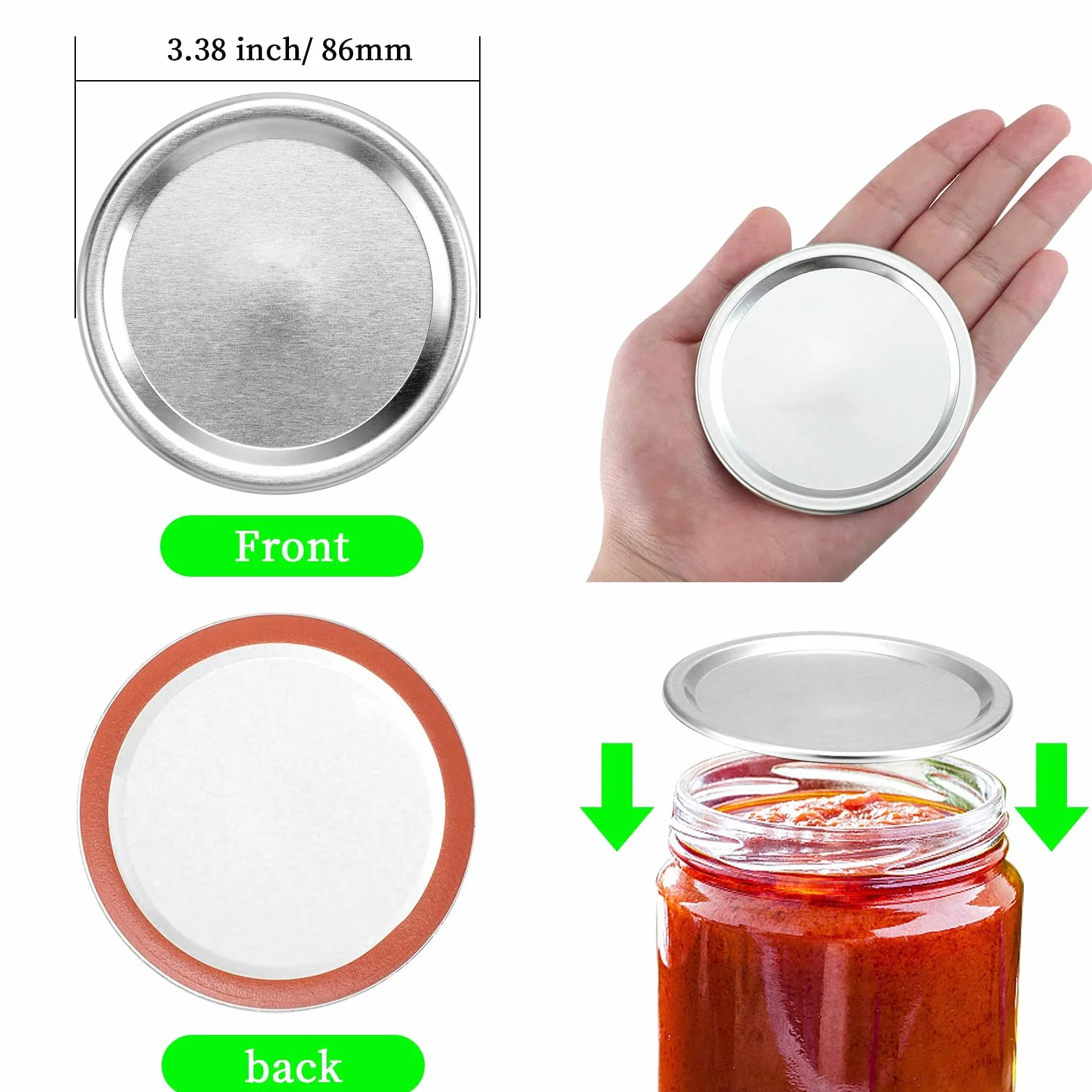 WANGCL 50 coperchi per Conserve a Bocca Larga, per Uso Alimentare, in Metallo, a Bocca Larga, 86 mm
