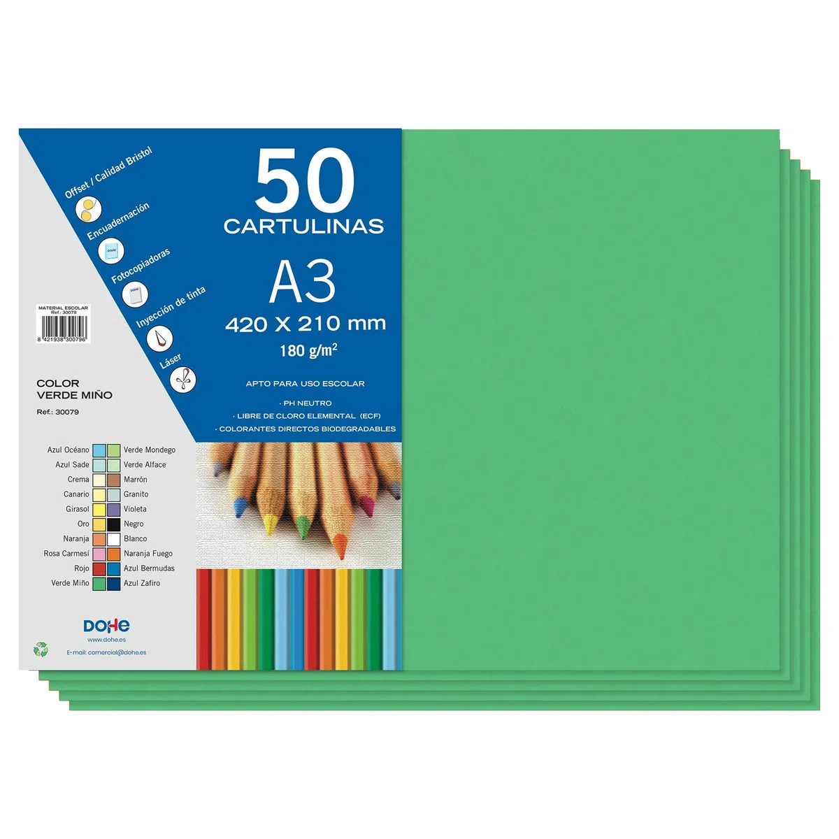 DOHE - Cartoncino 50 fogli A3 - Verde
