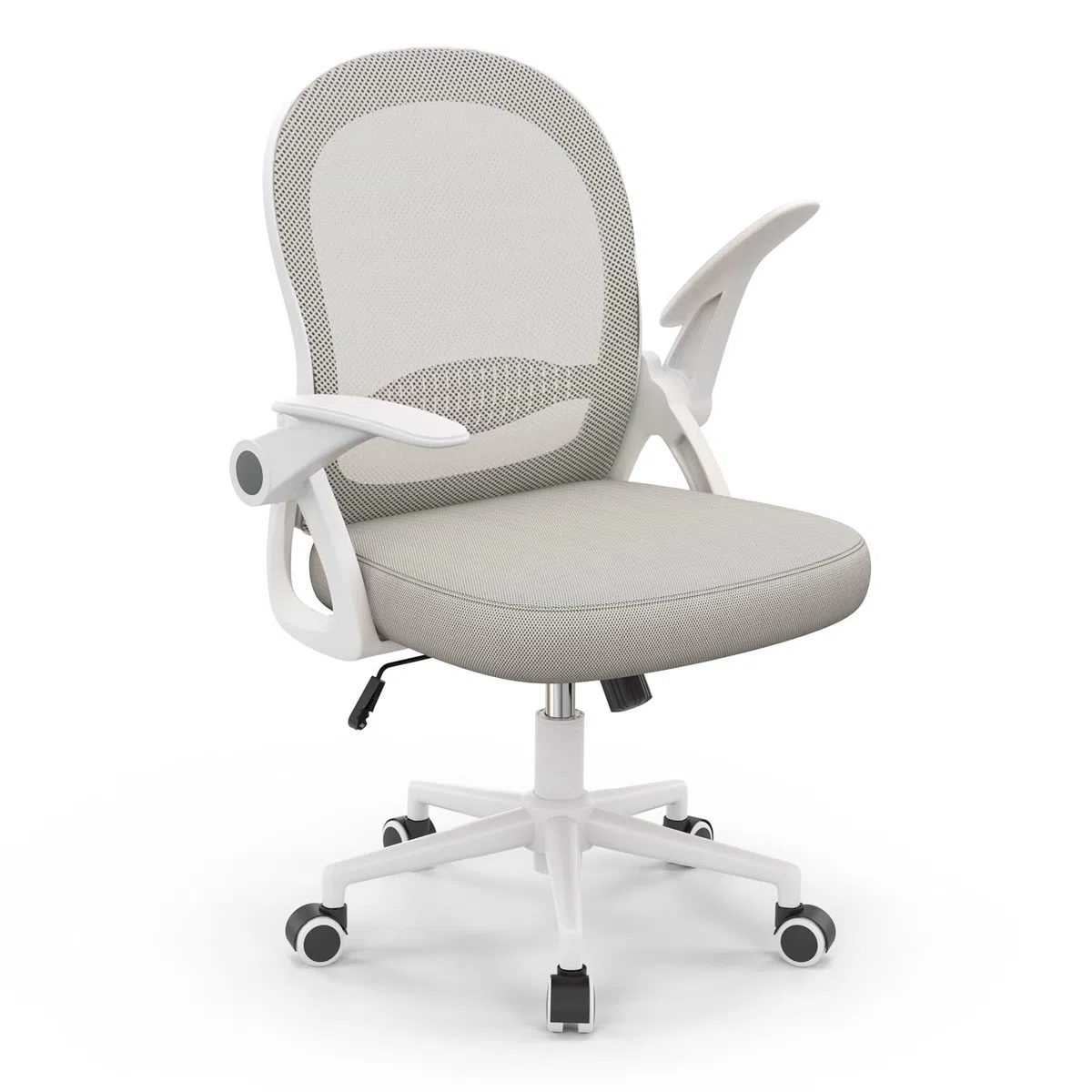 naspaluro Sedia Ufficio, Sedia Scrivania con Supporto Lombare, Poltrona Ufficio in Rete Traspirante, Sedie Ergonomica Braccioli e Altezza Regolabili, Grigio