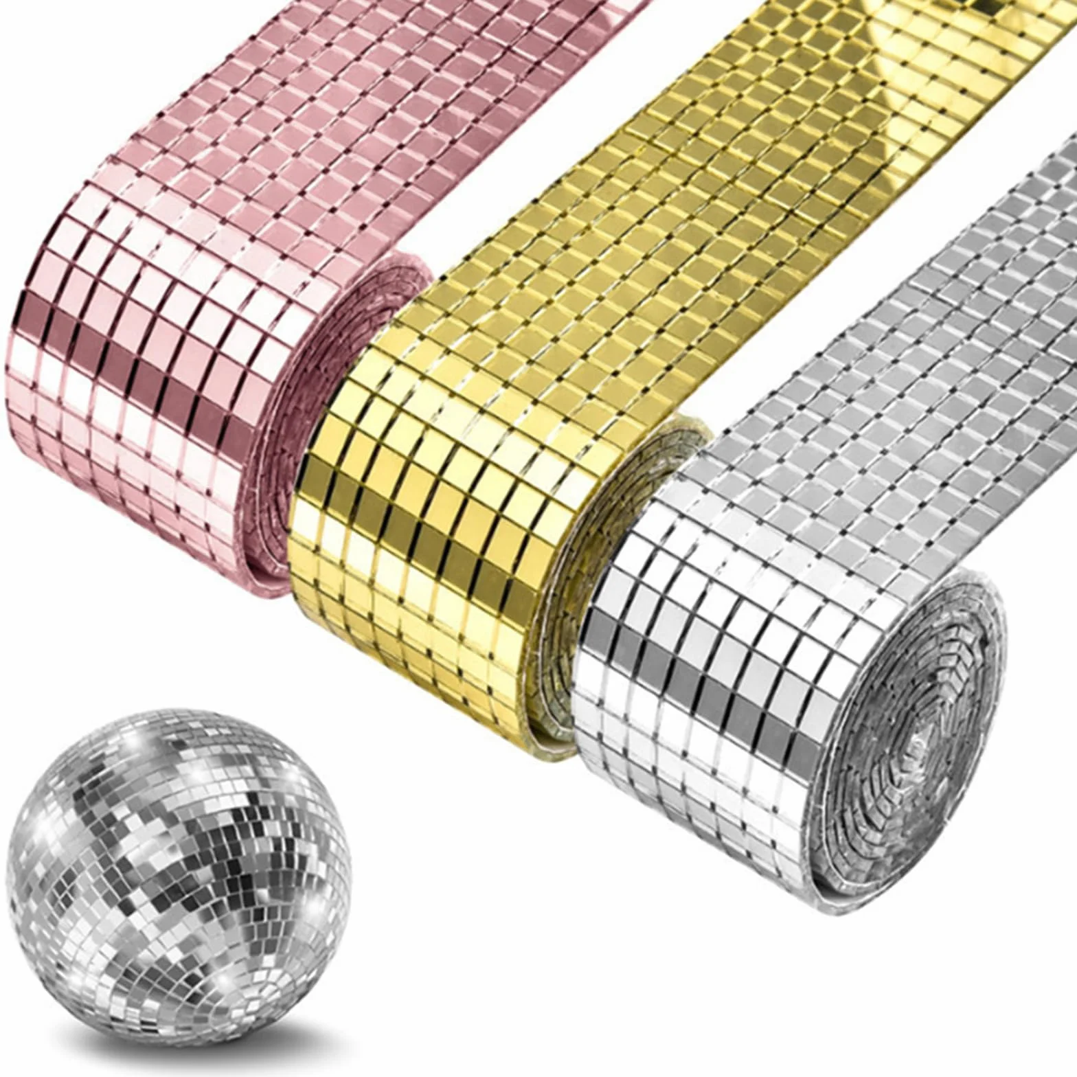 4 rotoli di piastrelle a specchio autoadesive per mosaico quadrato, 6400 pezzi, 5 x 5 mm, per decorazioni fai da te