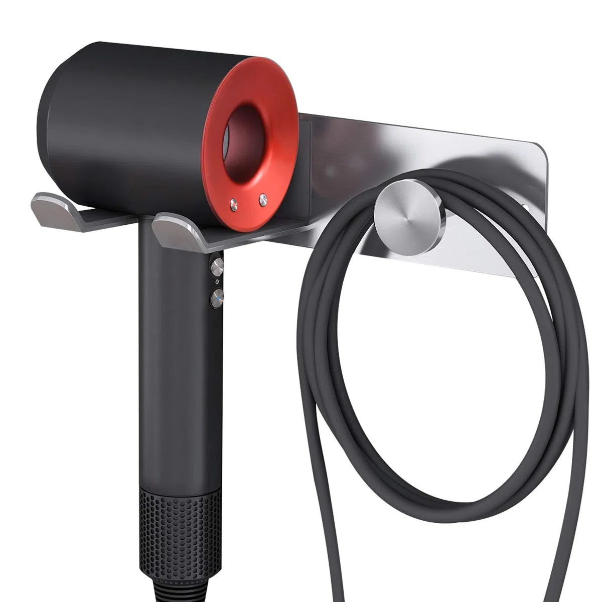 FLE Supporto per asciugacapelli da parete, in acciaio inox, autoadesivo, per asciugacapelli Dyson Supersonic, argento