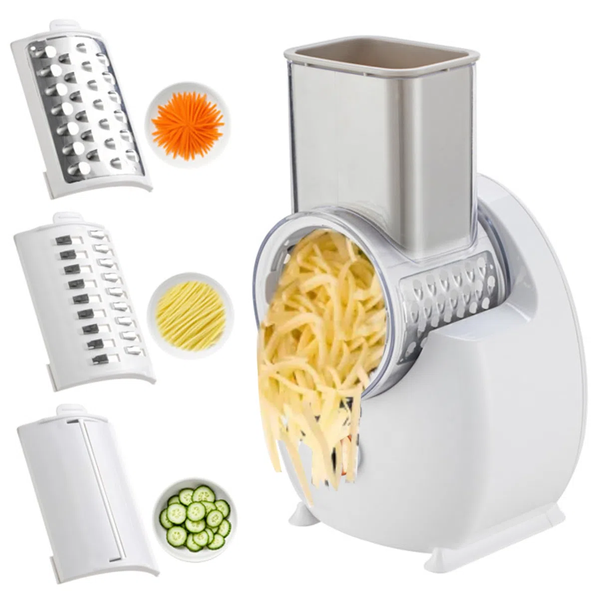 Grattugia elettrica per Formaggio grattugia Automatica Staccabile con 3 Lame di Forme Diverse Ricaricabile Tramite USB per Frutta Verdura elettrica, Automatica